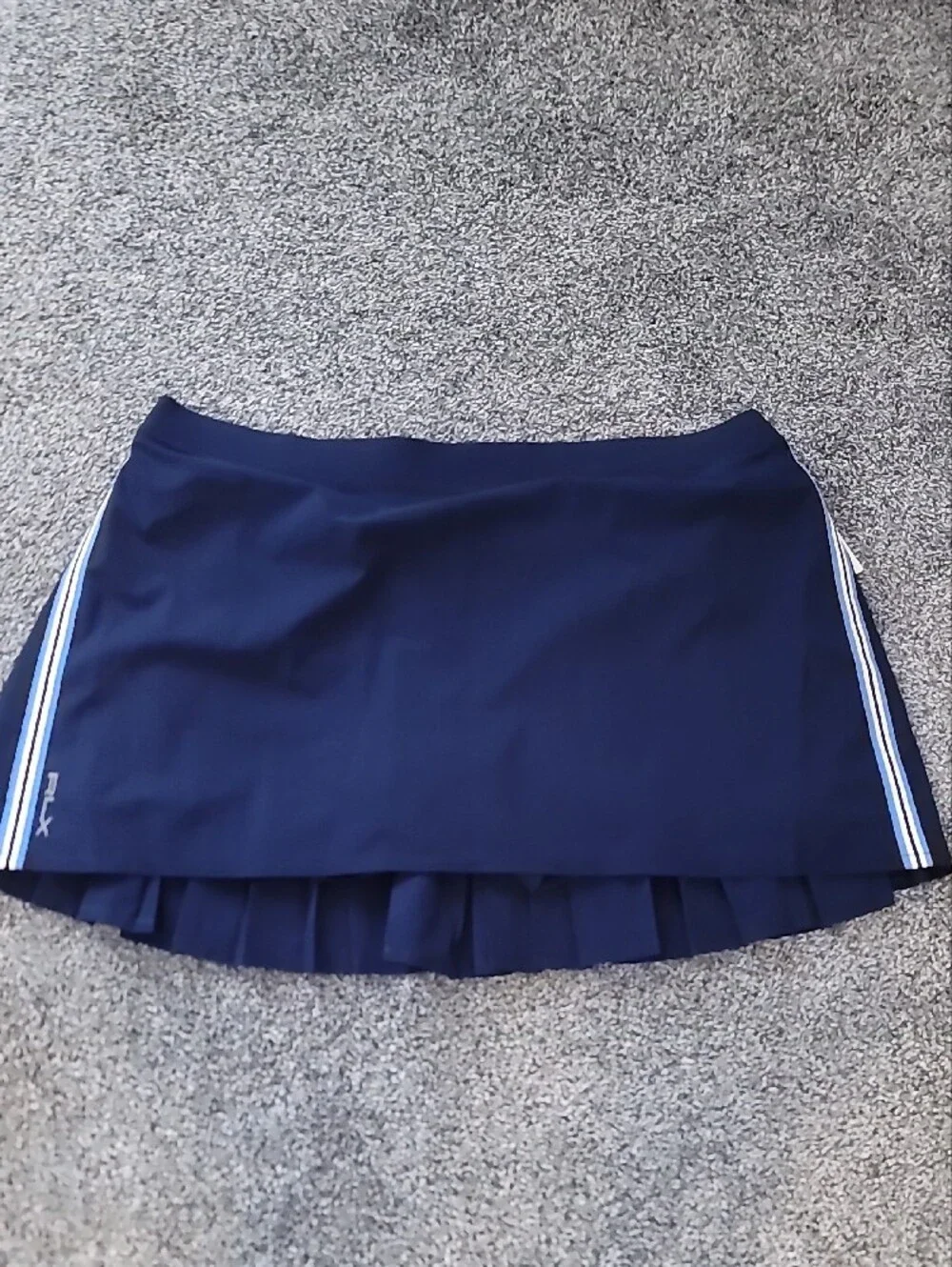 Ralph Lauren Navy Pleated Mini Skirt with Side Stripe